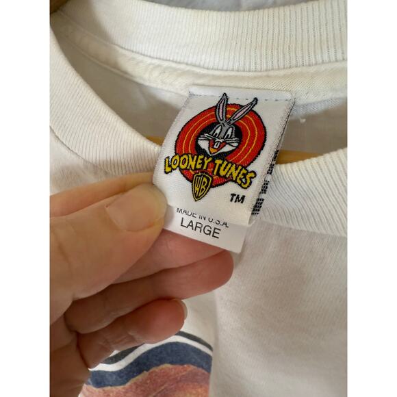 VTG 90s 1997 Looney Tunes Marvin Martian Box Graphic White T-Shirt USA M / L** - Picture 3 of 11